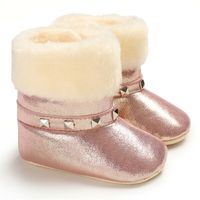 Wholesale Newborn Infant Baby Girls Shoes Ankle Warm Snow Boots Rivet Shoes For Baby Girls Cute Silver Black