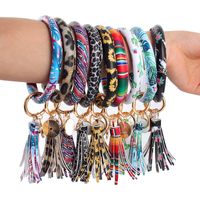 Wholesale Women Key Ring Party Favor Rainbow Bracelets Chain Ethnic Style Bangles Leather Wrap Cactus Wristbands With Different Patterns qh J1