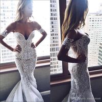 Wholesale New arrival Sex Lace Mermaid Wedding Dresses Sweetheart Appliques Long Custom Made Wedding Dress With Buttons Back