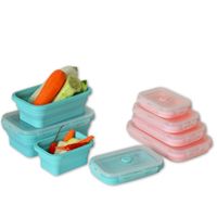 Wholesale Silicone Lunch Box pc Set Collapsible Lunch Bento Box Heat Resistant Folding Food Container Portable Picnic Outdoor Camping Dinner WareBox