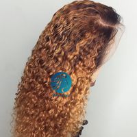 Wholesale Water And Wave Bleached Knots Free Deep Part x6 Lace Front Wig Preplucked Honey Blonde Ombre Curly Human Hair Glueless Brazilian Frontal Closure For Black Women