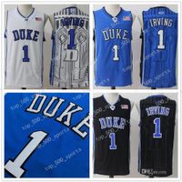 Wholesale Mens Duke Blue Devils Kyrie Irving College Basketball Jersey Cheap Blue Black White Kyrie Irving Stitched NCAA Basketball Shirts S XL