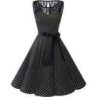 Wholesale Plus Size XL Summer Women Midi Dress Gothic Polka Dot Print Sleeveless Ladies Lace Dresses Vintage Party Dress Clothes