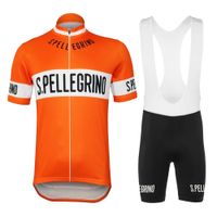 Wholesale Summer Hot sale Orange Retro Cycling Jersey And Bib Shorts GEL Breathable PAD Set men short sleeve mountain biking road bike clothing