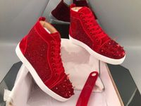 Wholesale With Box Designer Sneakers High Top Pik Pik Spikes Flats Rhinestone Red Bottom For Men Women Leather Sneakers Party Casual Best Gift
