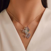 Wholesale Hot Fashion Jewelry Colorful Rhinstone Unicorn Pendant Necklace Womens Pony Chokers Necklace S775