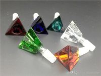 Wholesale QBsomk Thick Bowl Piece for Glass Bong slides D Triangle Bowls Pipes bongs smoking color pink heady wholesaler oil rigs pieces mm mm