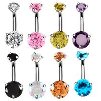 Wholesale Bulk Colors Double Round Zicron Stainless Steel Jewelry Navel Bars Silver Belly Button Ring Navel Body Piercing Jewelry