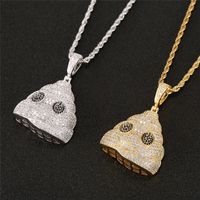Wholesale Hip Hop Iced Out Necklace Expression Pendant Gold Silver Copper Micro Paved Zircon Men s Jewelry Gift