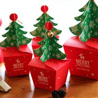 Wholesale 3D Christmas Tree Gift Box With Bell Paper Candy Box DIY Cookie Cholocate Paper Apple Boxes Merry Christmas Decoration Packaging HH9 A2567