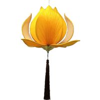 Wholesale Modern Chinese Fabric Lotus LED Pendant Light Classical Yellow Chandelier Hotel Home Decor Ceiling Lamp PA0379
