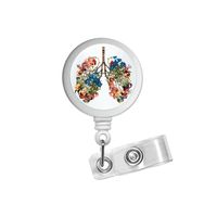 Wholesale Flower Lung Art Abstract ID Badge Reel Holder Clip Holder Retractable RT Nurses Pulmonary