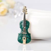 Wholesale New Enamel Violin Brooch Green Fiddle Brooches Fun Musical Instrument Pins For Men Women Fashion Jewelry Gifts