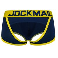 Wholesale JOCKMAIL Sexy Men Underwear BOTTOMLESS BOXER men G strings tanga Short underpants Gay Male Underwear Open Backless crotch