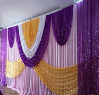 Wholesale ft ft Wedding Curtain Backdrops with dense Sequins Swag High Quality Ice Silk Material Wedding Party Stage Decoration valance