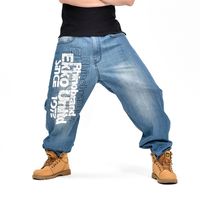 Wholesale 2019 new Men Wide Leg Denim Pants Hip Hop blue Skateboarder Jeans plus size baggy jeans for Rapper Relaxed high quality Jean