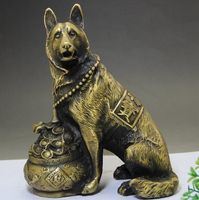 Wholesale collection antique crafts retro old pure copper copper delicate brass dog ornaments Daqing Imperial system
