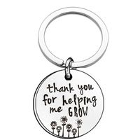 Wholesale Teacher s Day gift Thank you for helping me grow Keychains For women Mens teacher stainless steel Key chains Fashion thanksgiving Jewelry