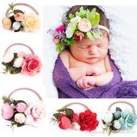Wholesale Ins Baby Flower Headband Hair Accessories Infant Flower Elastic Hairband Photography Props Colors New Arrival