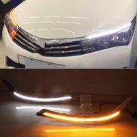 Wholesale 1 Pair LED DRL Headlight Eyebrow Daytime Running Light With Flowing dynamic Turn Signal For Toyota corolla