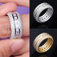Wholesale New Fashion K Gold White Gold Blingbling CZ Cubic Zirconia Full Set Finger Band Ring Luxury Hip Hop Diamond Jewelry Ring for Men Women