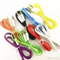 Wholesale Colorful Flat Noodle mm Aux Audio Auxiliary Cable Jack Male to Male Plug Stereo Cord Wire for Samsung s8 s7