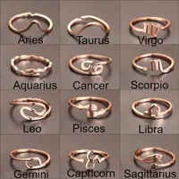Wholesale Classic Adjustable Dainty Cute Simple Zodiac Constellation Couple Finger Ring Unisex Jewelry