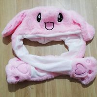 Wholesale Cute Rabbit Hat Moving Ears Lovely Cartoon Toy Hats Airbag Kawaii Funny Toy Cap Kids Plush Toy Birthday Gift Hat for Women Girls