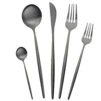 Wholesale 30Pcs Set Black Dinnerware Set Stainless Steel Cutlery Set Knife Fork Spoon Dinner Set Western Matte Silverware Flatware T200430