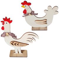 Wholesale Easter Decorations Wooden Cock Hen Shapes For Home Ornaments Wooden Toy Room Decoration Craft Children Gifts Nordic Style JK2002