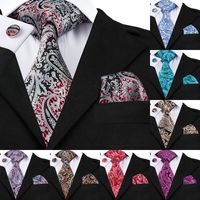 Wholesale SN Lightgrey Red Black Tie Hanky Cufflinks Sets Men s Silk Ties for men Formal Wedding Party Groom
