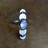 Wholesale Moon Phase Ring Moon Cycle Ring Ladies Imitate Moonstone Crystal Ring Retro Silver Color Celestial Jewelry