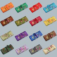 Wholesale Embroidery Brocade Roll Bags Jewelry Organizer Case Chinese Lucky Pouches Silk Bags