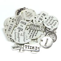Wholesale Tibetan Silver Round Letter Printed Charms Pendant For Bracelet Necklace Fashion Jewelry Making DIY Crafts Accessories