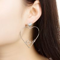 Wholesale Hollow Out Love Heart Drop Earrings Silver Metal Stud Earring for Women Statement Girls Wedding Jewelry
