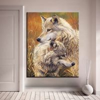 Pittura Diy Dai Numeri Della Parete Di Arte Mano Lupi Vernice Coppia Olio Immagini Da Colorare Disegno Animale Su Tela Soggiorno Home Decor