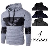 Wholesale Men s Hoodies Sweatshirts Mens Arrival Hooded Slim Fit Hip Hop Male Tops Leather Patchwork Streetwear