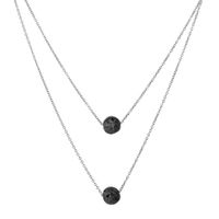 Wholesale Fashion Black Lava Stone Necklaces Vintage Multilayer Chain Essential Oil Diffuser Rock Beads Pendant Necklace Women Jewelry