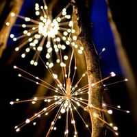 Wholesale Solar Powered Hanging Fireworks String Light Two Styles Leds Outdoor Waterproof Fairy Christmas Decoration Twinkle Lamp