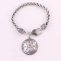 Wholesale HY175 Viking vintage rune coin amulet charm bracelet couple student talisman pendant bracelet with cross letters in English