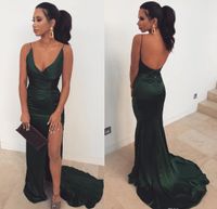 Wholesale Dark Green Mermaid Prom Dresses Spaghetti Straps Formal Pageant Holidays Wear Graduation Evening Party Gowns Custom Made Plus Size