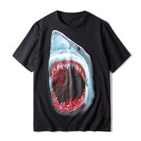 Wholesale Famous Mens T Shirts Summer Shark Printing High Quality Cotton Couples Short Sleeves Men Women T Shirt Colors