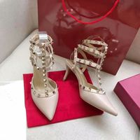 Wholesale Women high heels party black white pink Fashion Stud Sandals rivets girls sexy pointed toe shoes buckle platform pumps sandal