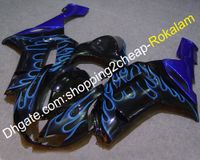 Wholesale 07 ZX R Fairing Kit For Kawasaki ZX6R ZX R Blue Flame Black Racing Bodywork Fairings Set Injection molding
