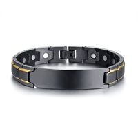 Wholesale Mens Healing Magnetic Bracelet in Stainless Steel Healthcare Elements Custom Blank Curved Tag Bracelet