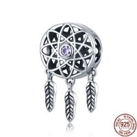 Wholesale Authentic Sterling Silver Crystal Dream Catcher Holder Loose Beads fit Charm Bracelet Necklace Pandora DIY Jewelry Christmas YMSCC330