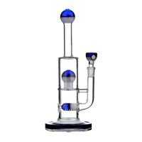 Wholesale 12 inch unique glass water bong inline perc blue glass water pipe new tall heady glass dab rig with mm bowl