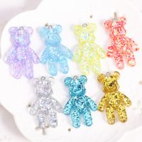 Wholesale 20pcs mm violent bear charms glitter flatback resin craft jewlery findings for necklace pendant keychain diy making