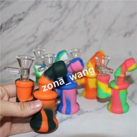 Wholesale Water Pipes Silicone Oil Rigs mini bubbler bong Hookahs Bowl nectar collector dabber tools glass hand pipe