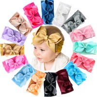 Wholesale 16 Colors Baby Nylon Knotted Headbands Girls Big Inches Hair Bows Head Wraps Infants Toddlers Hairbands